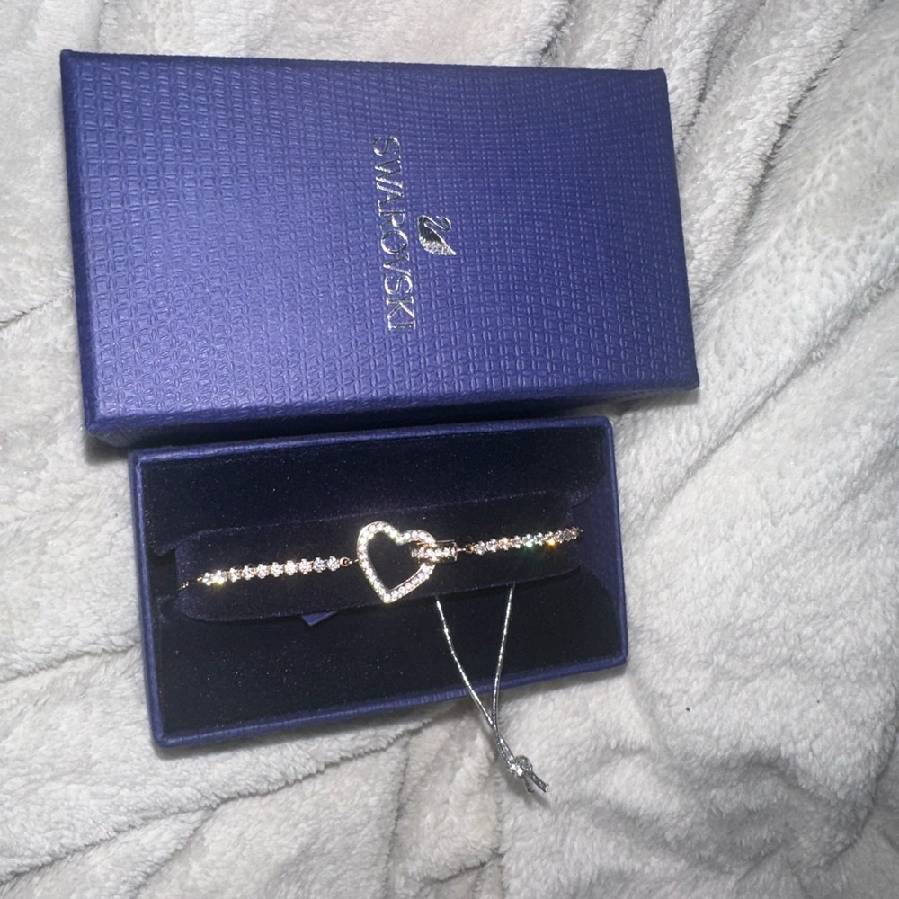 Swarovski Rose Gold Heart Charm Bracelet